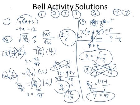 Bell Activity Solutions. E.O.C. Practice The Real Number System Graphic Organizer You will need: 1.Blank sheet of paper 2.Colored pencils 3.Black ink.