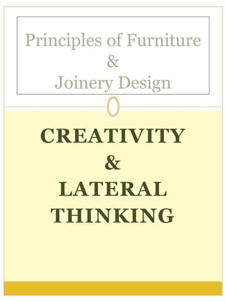 Principles of Furniture & Joinery Design