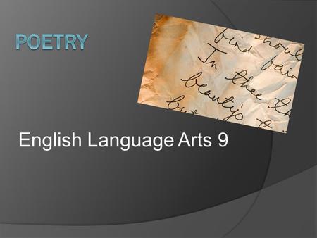 Poetry English Language Arts 9.
