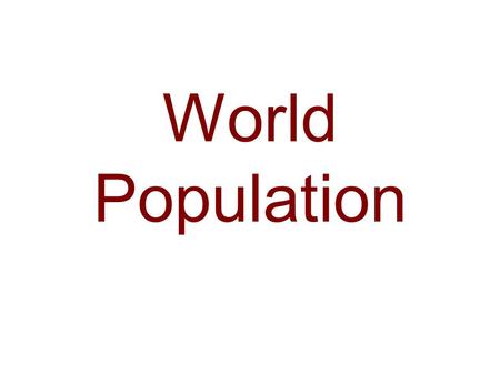 World Population. World Population Distribution 2000.
