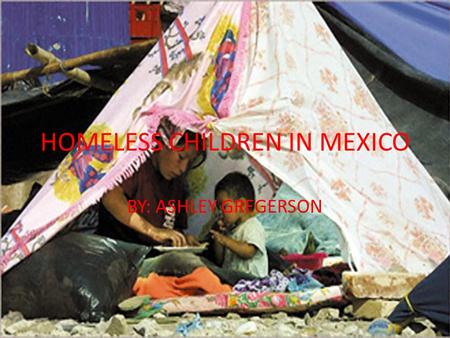 HOMELESS CHILDREN IN MEXICO BY: ASHLEY GREGERSON.