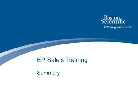 EP Sale’s Training Summary.