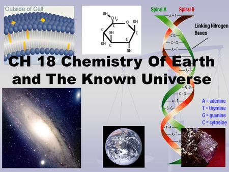 CH 18 Chemistry Of Earth and The Known Universe. Atomic Structure Subatomic Particles Atomic Structure Subatomic Particles  Proton- P + positive charged.