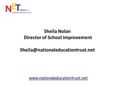 Sheila Nolan Director of School Improvement