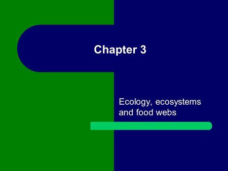 Chapter 3 Ecology, ecosystems and food webs Ecology Groupings Organism – single living thing Species – several of same type of organism Population –