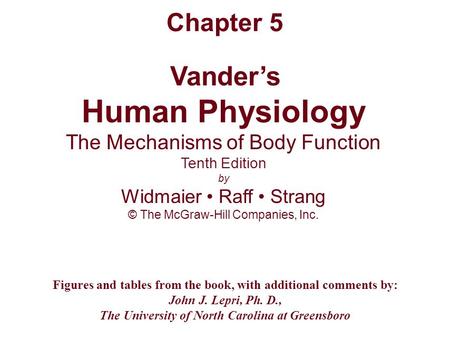 Vander’s Human Physiology The Mechanisms of Body Function Tenth Edition by Widmaier Raff Strang © The McGraw-Hill Companies, Inc. Figures and tables from.
