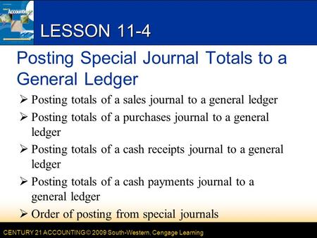 Posting Special Journal Totals to a General Ledger