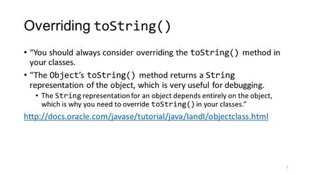 Overriding toString()