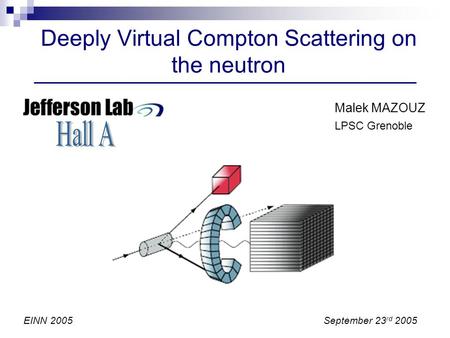Deeply Virtual Compton Scattering on the neutron Malek MAZOUZ LPSC Grenoble EINN 2005September 23 rd 2005.