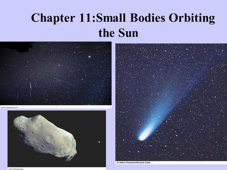 Chapter 11:Small Bodies Orbiting the Sun. Kuiper Belt The Kuiper Belt of comets spreads from Neptune out 50 AU from the Sun.