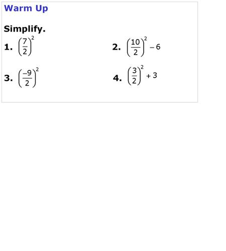 Solve each quadratic equation by factoring. 1. x2 + 8x + 16 = 0 2. x2 – 22x + 121 = 0 3. x2 – 12x + 36 = 0.