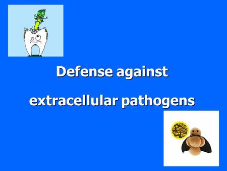 Defense against extracellular pathogens. Defence against extracellular pathogens  bacteria (gram-negative, gram-positive cocci, bacilli), unicellular.