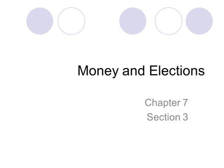 Money and Elections Chapter 7 Section 3.