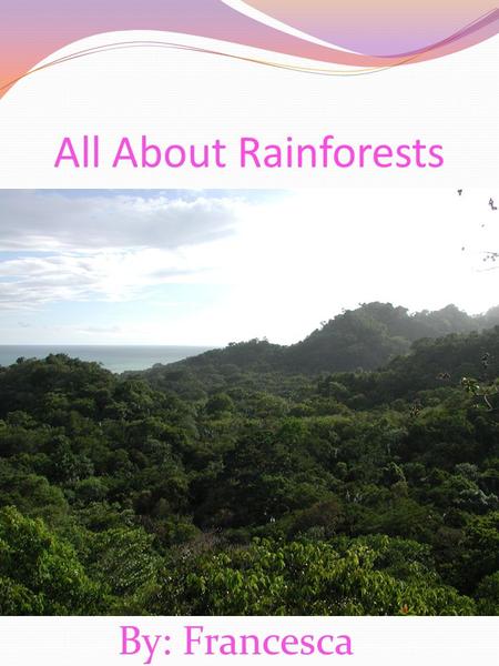 All About Rainforests By: Francesca. Table of contents Introduction ……………………...page 1 Chapter 1: What are Rainforests ….3 Chapter 2: What Rainforests.