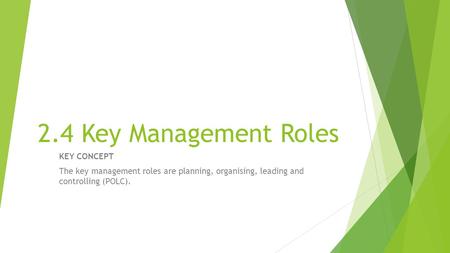 2.4 Key Management Roles KEY CONCEPT