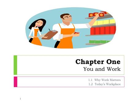 Chapter One You and Work 1.1 Why Work Matters 1.2 Today’s Workplace 1.
