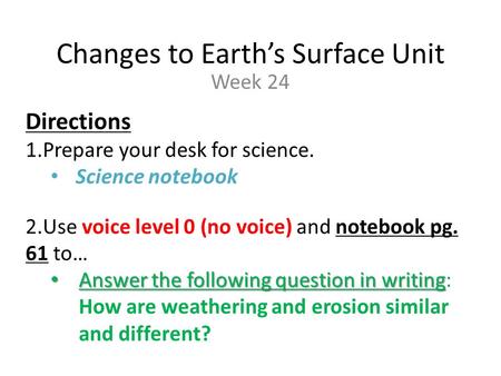 Changes to Earth’s Surface Unit