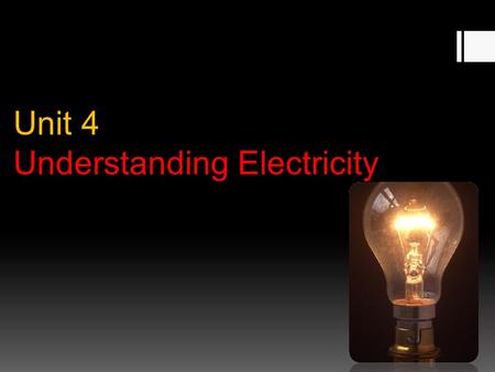 Unit 4 Unit 4 Understanding Electricity. Topic 1 – Electric Charges.