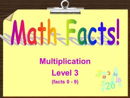 Multiplication Level 3 (facts 0 - 9) Read These Instructions:  Try to get the answer before the computer puts it on the screen.  Do not click on your.