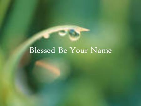 Blessed Be Your Name. In the land that is plentiful Where your streams of abundance flow Blessed be your name Verse 1:
