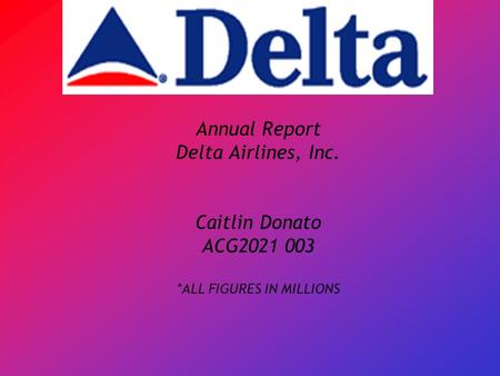Annual Report Delta Airlines, Inc. Caitlin Donato ACG2021 003 *ALL FIGURES IN MILLIONS.