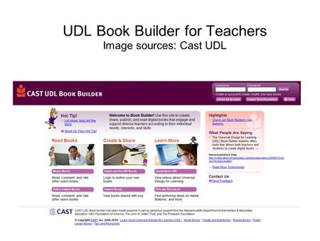 UDL Book Builder for Teachers Image sources: Cast UDL.