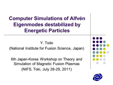 (National Institute for Fusion Science, Japan)