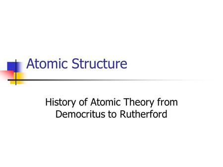 History of Atomic Theory from Democritus to Rutherford
