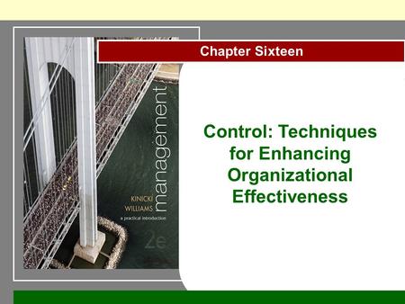 Chapter Sixteen Control: Techniques for Enhancing Organizational Effectiveness.