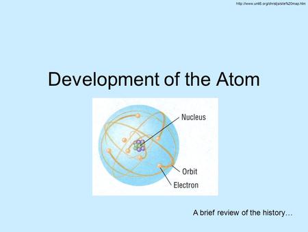Development of the Atom A brief review of the history…