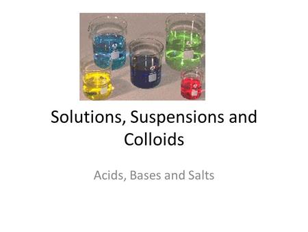 Solutions, Suspensions and Colloids