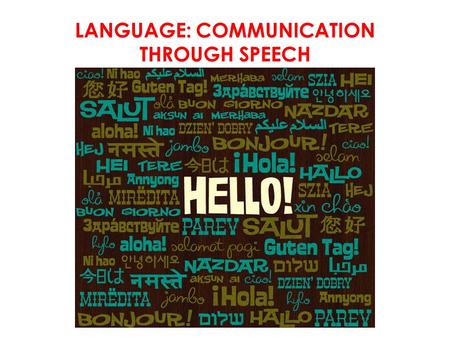 LANGUAGE: COMMUNICATION THROUGH SPEECH. FAST FIVE ?