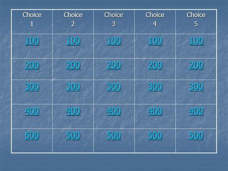 Choice1Choice2Choice3Choice4Choice5 100 200 300 400 500.