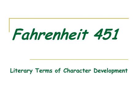 Literary Terms of Character Development