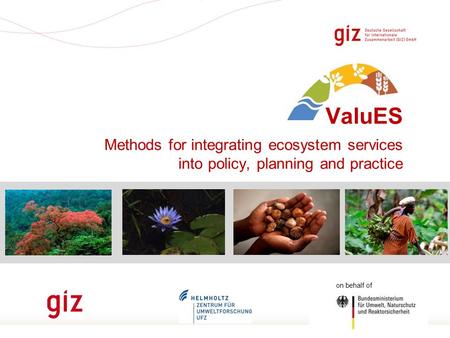 Seite 1 ValuES Methods for integrating ecosystem services into policy, planning and practice on behalf of.