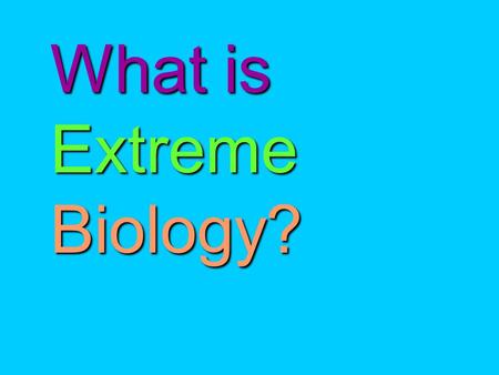 What is ExtremeBiology?. Is this extreme biology?