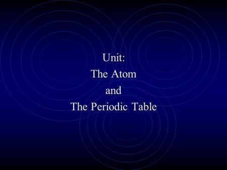 Unit: The Atom and The Periodic Table.
