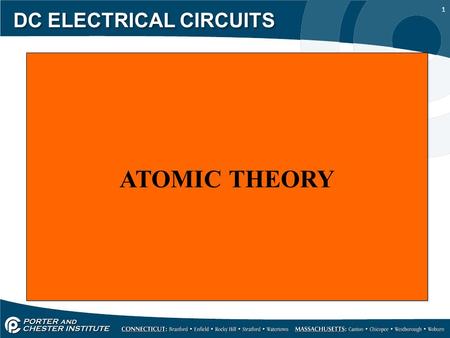 1 DC ELECTRICAL CIRCUITS ATOMIC THEORY. 2 DC ELECTRICAL CIRCUITS Objectives: List the three major parts of an atom. State the law of charges. Discuss.