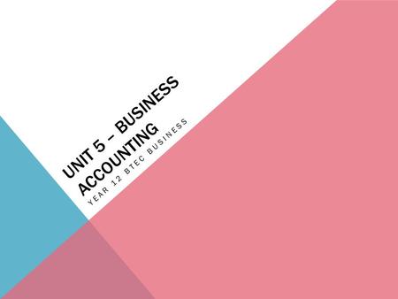 Unit 5 – Business Accounting