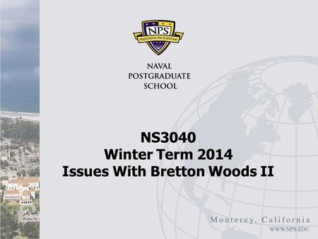 NS3040 Winter Term 2014 Issues With Bretton Woods II.