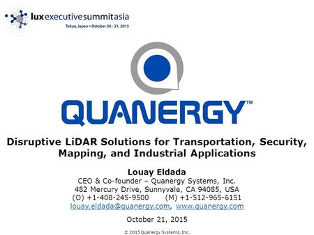 Louay Eldada CEO & Co-founder – Quanergy Systems, Inc.