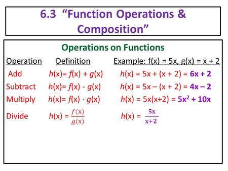 6.3 “Function Operations & Composition”