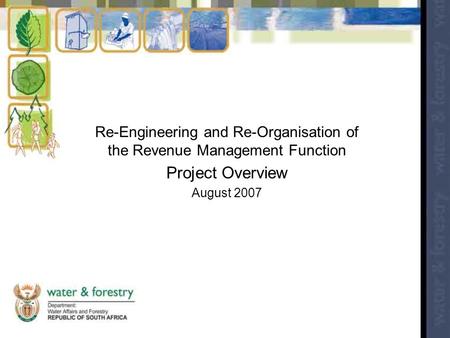 Re-Engineering and Re-Organisation of the Revenue Management Function Project Overview August 2007.