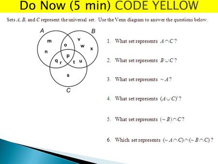 Do Now (5 min) CODE YELLOW Goals for the Day:  Do Now  Define slope  Determine slope from graphs (interpreting)  Graph line given point and slope.