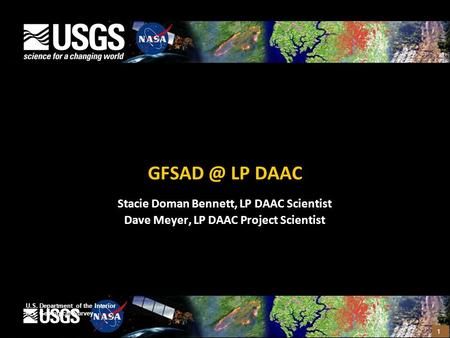 1 U.S. Department of the Interior U.S. Geological Survey LP DAAC Stacie Doman Bennett, LP DAAC Scientist Dave Meyer, LP DAAC Project Scientist.