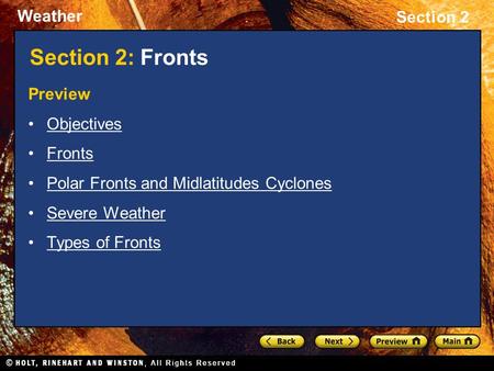 Section 2: Fronts Preview Objectives Fronts