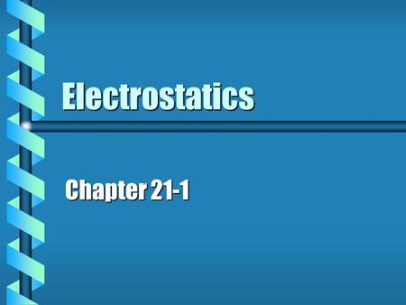 Electrostatics Chapter 21-1. Electric Charge b Explain the atom and the charges on an atom b Neutrons b Protons b electrons.