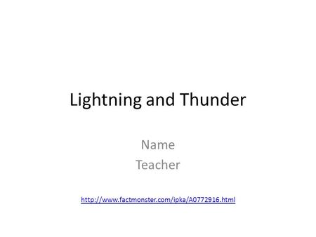 Lightning and Thunder Name Teacher