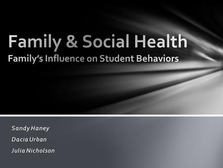 Family & Social Health Family’s Influence on Student Behaviors