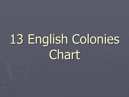 13 English Colonies Chart